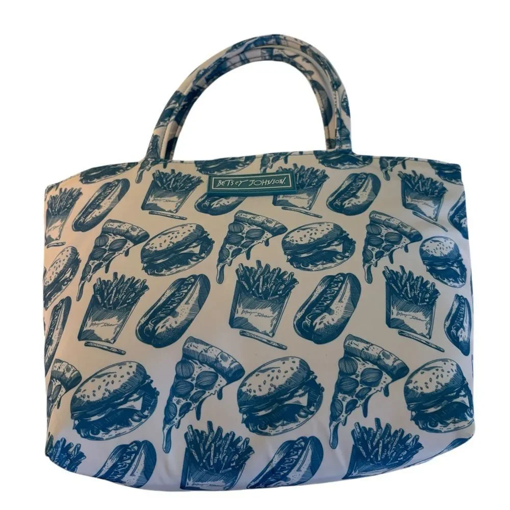 Betsey Johnson Insulated Lunch Tote/Satchel w/ Fun Retro Print.